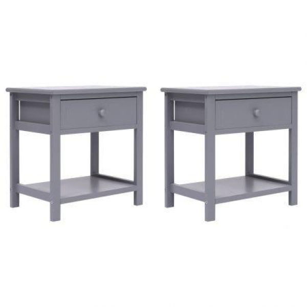 Nightstands 2 Pcs Grey 40x29x42 Cm Paulownia Wood