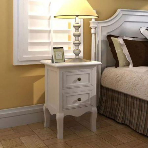 Nightstands 2 Pcs With 2 Drawers MDF White