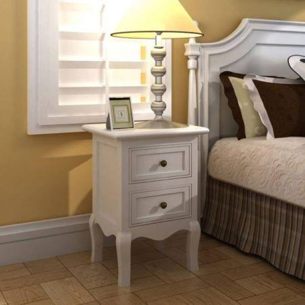 Nightstands 4 Pcs With 2 Drawers MDF White