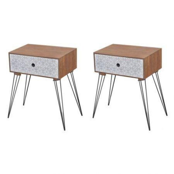 Nightstands With Drawer 2 Pcs Brown