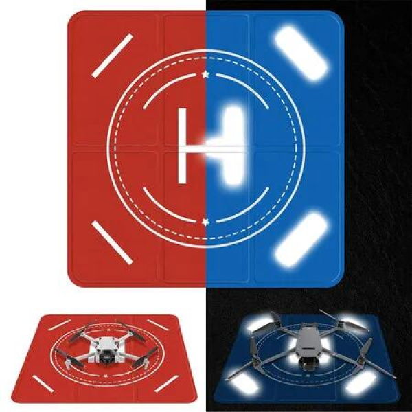 Nighttime Reflective Drone Landing Pad, Fast fold Double Sided Waterproof Landig Pad Weighted for DJI Mini 5 Pro/ 4/3 Pro/Mini 4k / Mavic 4 / Air 3s