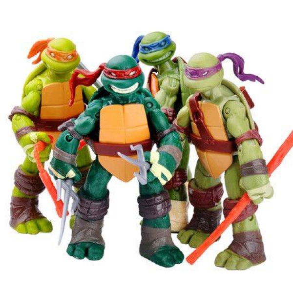 Ninja Turtles Mutant Mayhem 4-Pack Basic Action Figures Bundle for Ages 3-12 Playmates Toys