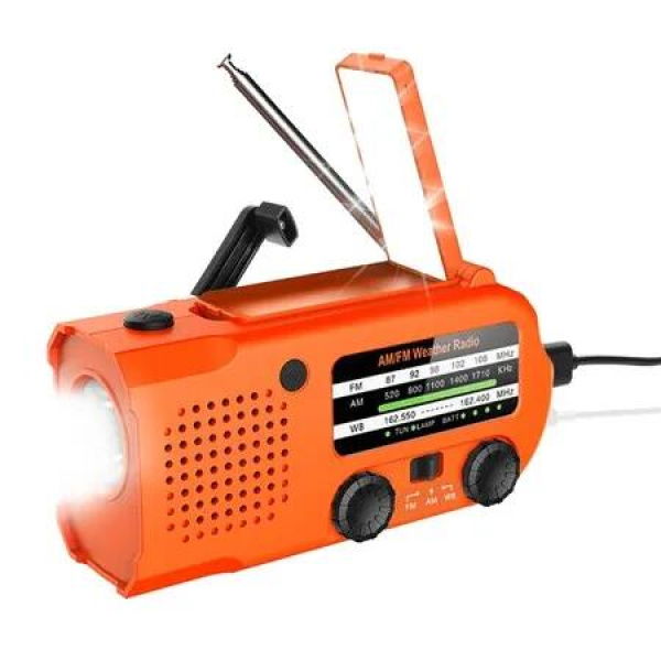 NOAA Emergency Weather Radio,Weather Alert Radio Solar Charging,Hand Crank & USB Charged,AM/FM Radio with LED Flashlight,Reading Lamp,SOS Alarm,Headphone Jack for Outdoor,5000mAh/18500mWh