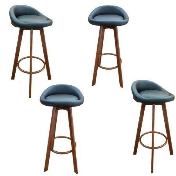 Noel Set Of 4 Black Leatherette Bar Stool