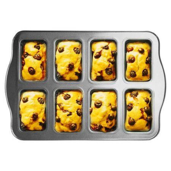 Non-Stick Brownie Baking Pan, Mini Loaf Pan, Square Cake Pan, 8 Cavity (36*24*3.5 CM)