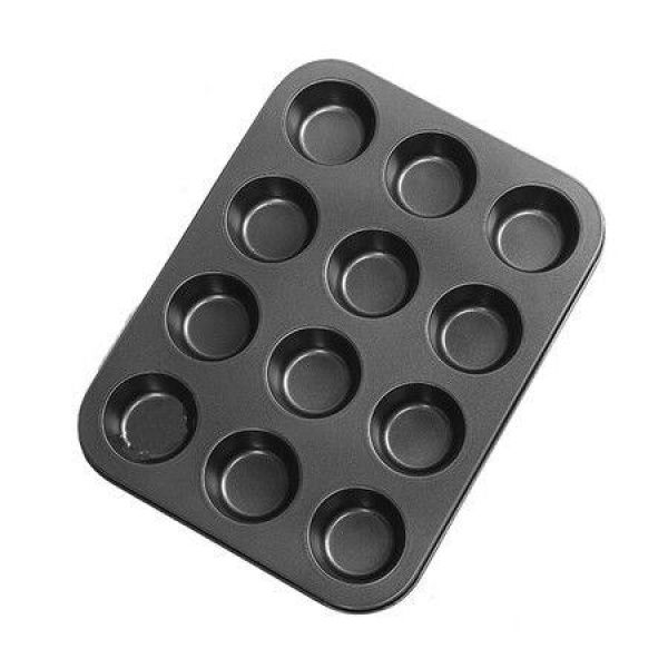 Non-Stick Mini Fluted Tube Pan 12-Cavity Steel Multi-Cavity Mini Cake Pan Black