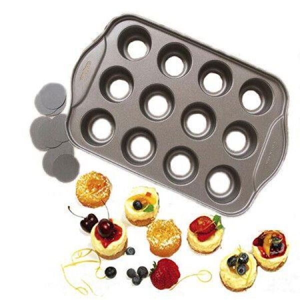 Nonstick Mini Cheesecake Pan 12-Cup Removable Metal Round Cake & Cupcake Muffin Oven Form Mold For Baking Bakeware Dessert Tool.