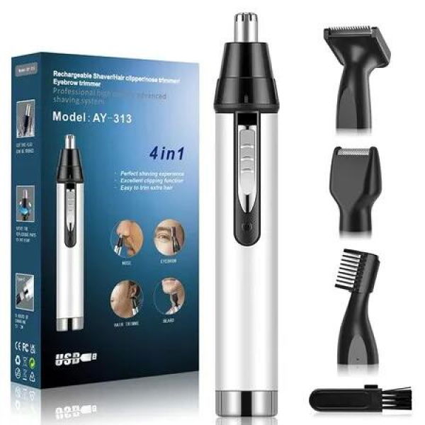 Nose Hair Trimmer Ear Men USB Rechargeable Vacuum Cleaning 4in1 Beard Women Grooming Professional