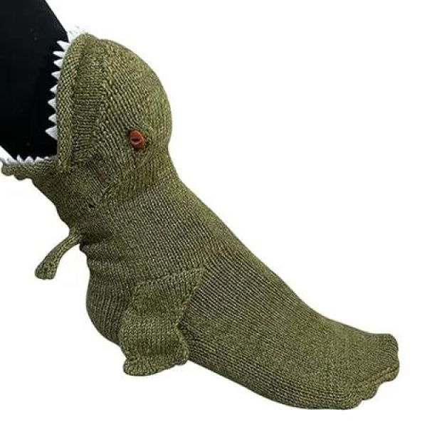 Novelty Animal Socks Knit Dino-saur Sock for Christmas Gifts Creative Home Warm, Green
