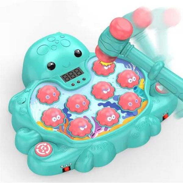Octopus Vitality Strike Game, Educational Musical Whack-A-Mole Toy with 2 Game Modes Digital Score Display, Christmas Gift for Boys Girls (Cyan)