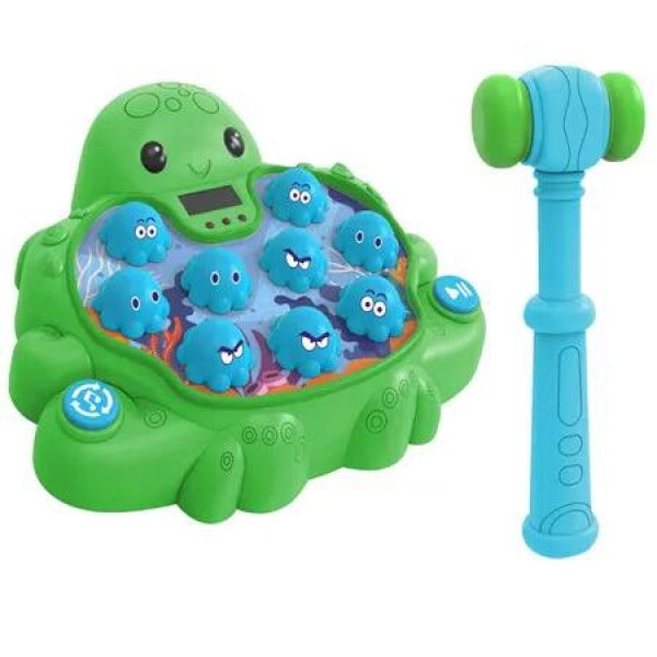Octopus Vitality Strike Game, Educational Musical Whack-A-Mole Toy with 2 Game Modes Digital Score Display, Christmas Gift for Boys Girls (Green)