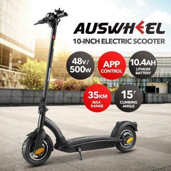 Off Road E-scooter Electric Scooter AUSWHEEL 500W Adults Foldable Motorised Bike Commuting Vehicle Seat Drum Brake LED Lights