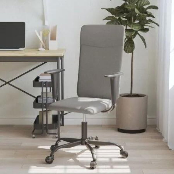 Office Chair Height Adjustable Dark Grey Fabric