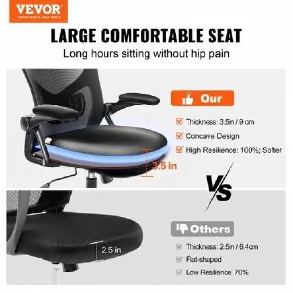 Office Chair with Adjustable Lumbar Support, High Back Ergonomic Desk Chair with Adjustable Headrest, 2D Armrest, Ergonomic Office Chair Backrest, Computer Chair for Home Office