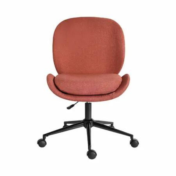 Office Desk Chair - Linen Fabric Armless Swivel Study Seat OVOID EARTHY RED