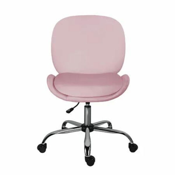 Office Desk Chair - Velvet Armless Swivel Study Seat OVOID PINK
