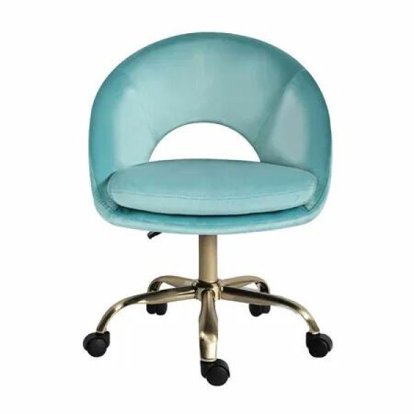 Office Desk Chair - Velvet Home Office Swivel Computer Seat COVE BLUE