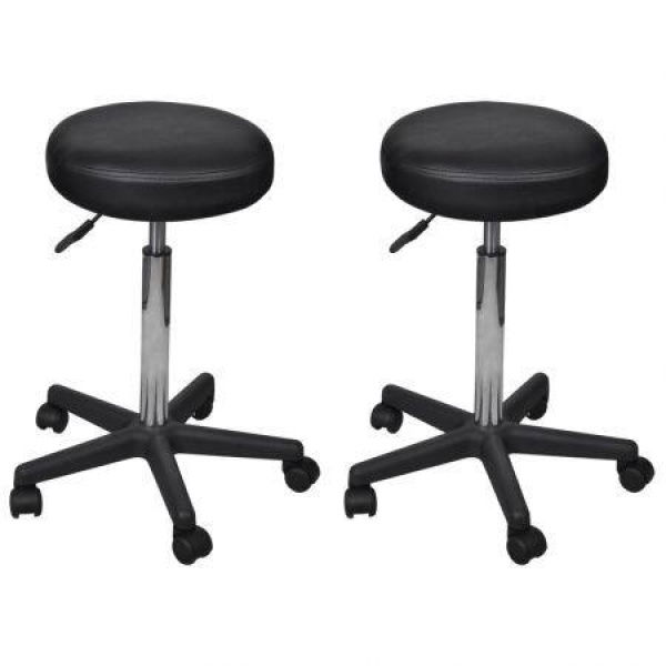 Office Stools 2 Pcs Black 35.5x98 Cm Faux Leather.