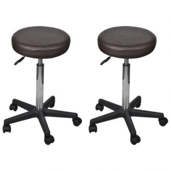 Office Stools 2 Pcs Brown 35.5x98 Cm Faux Leather.