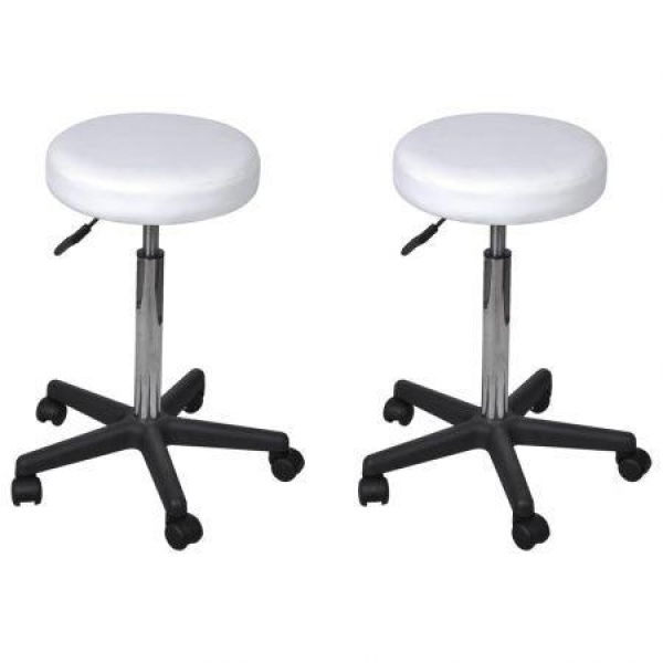 Office Stools 2 Pcs White 35.5x98 Cm Faux Leather.