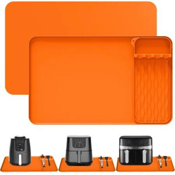 Orange 2 In 1 Detachable Design Air Fryer Mat Oil Resistant Non Slip Ideal For Various Kitchen Appliances And Baking Needs