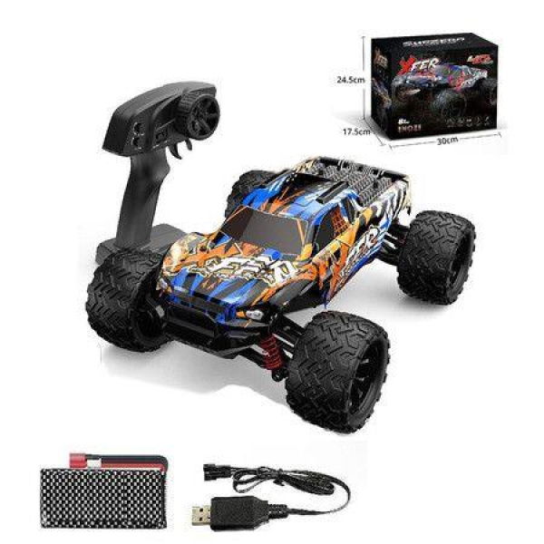 Orange-blue 1:16 4-wheel-drive high-speed RC remote control car 2.4G dual-motor Bigfoot off-road drift race,car toysï¼ŒChristmas,holiday,carnival gifts