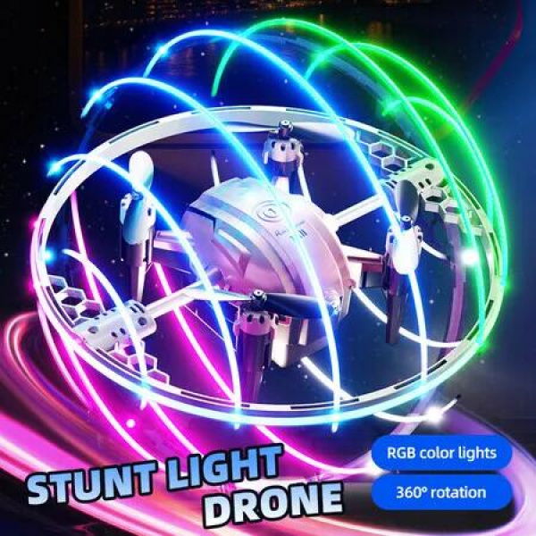 Orbital Spin Magic Ball Drone RGB Light Stunt 3 Speed Altitude Hold One Key Launch Land Detachable Battery Christmas Gift Col. White