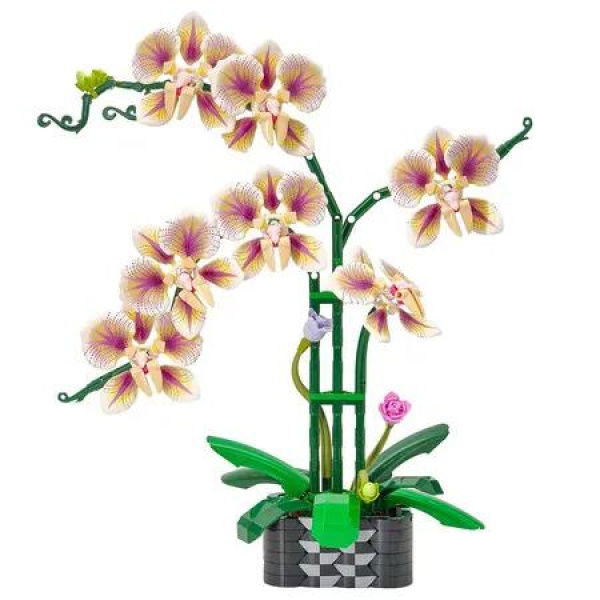 Orchid Flowers Building Block Sets, Artificial Plant, Botanical Collection for Home Office Decor (736Pcs)