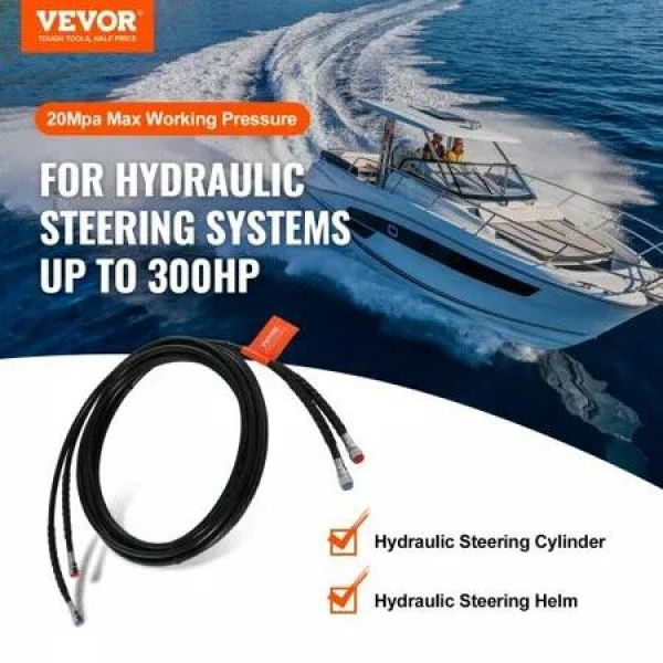 Outboard Hose Kit 609 cm Hydraulic Steering Hose 2-Piece Leak-Proof TPEE Hydraulic Boat Hoses Compatible w/ Marine Hydraulic Outboard Steering Boat System