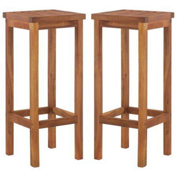 Outdoor Bar Chairs 2 Pcs Solid Acacia Wood