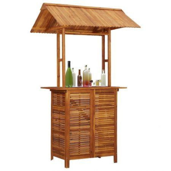 Outdoor Bar Table With Rooftop 122x106x217 Cm Solid Acacia Wood