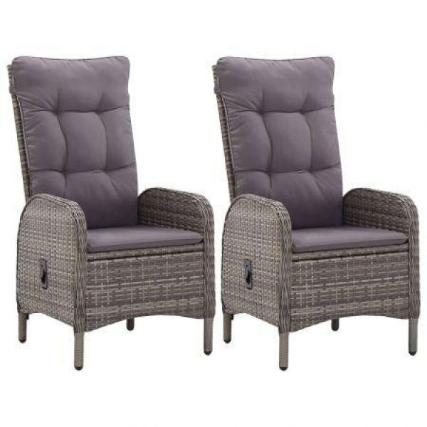 Outdoor Chairs 2 Pcs Poly Rattan Grey