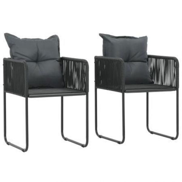 Outdoor Chairs 2 Pcs With Pillows Poly Rattan Black