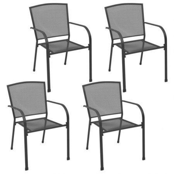 Outdoor Chairs 4 Pcs Mesh Design Anthracite Steel