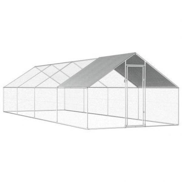 Outdoor Chicken Cage 2.75x8x1.92m Galvanized Steel