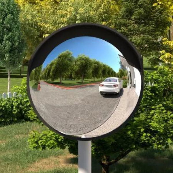 Outdoor Convex Traffic Mirror Black Ã˜45 cm Polycarbonate
