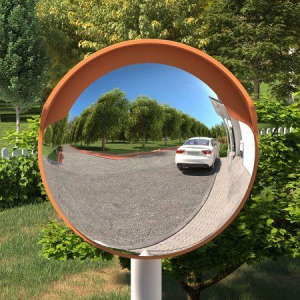 Outdoor Convex Traffic Mirror Orange 30 Cm Polycarbonate.