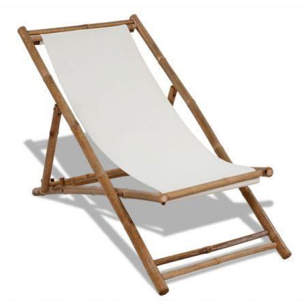 Outdoor Deck Chair Bamboo And Canvas