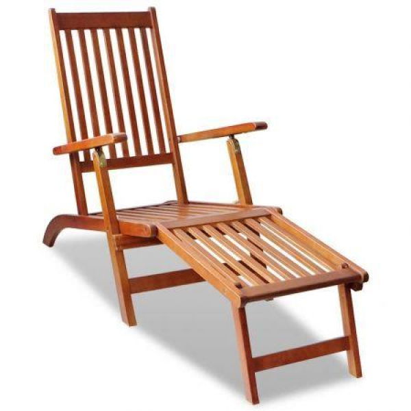 Outdoor Deck Chair With Footrest Solid Acacia Wood