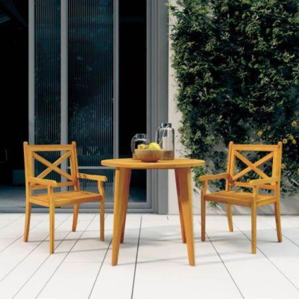 Outdoor Dining Chairs 2 Pcs Solid Wood Acacia