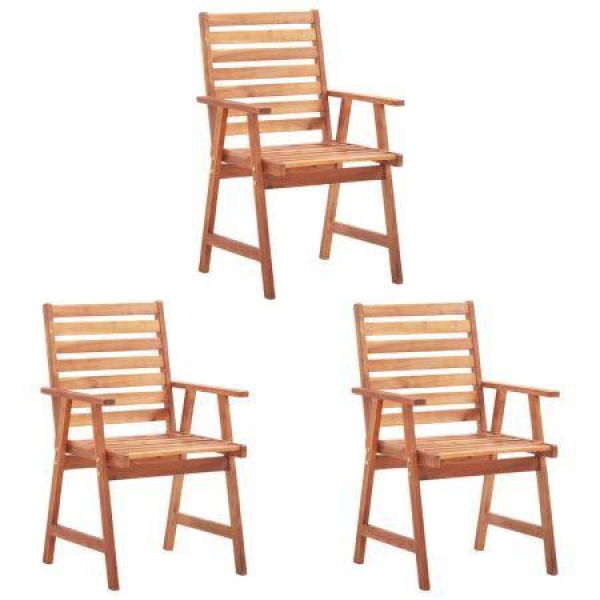 Outdoor Dining Chairs 3 Pcs Solid Acacia Wood