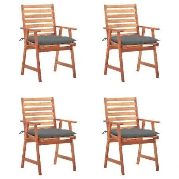 Outdoor Dining Chairs 4 pcs with Cushions Solid Acacia Wood