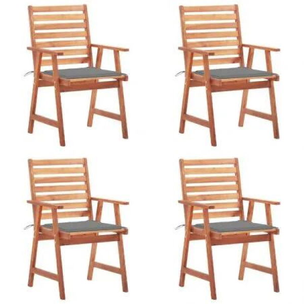 Outdoor Dining Chairs 4 pcs with Cushions Solid Acacia Wood