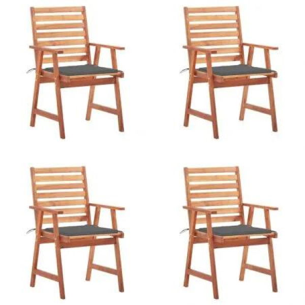 Outdoor Dining Chairs 4 pcs with Cushions Solid Acacia Wood