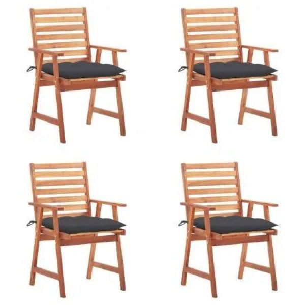 Outdoor Dining Chairs 4 pcs with Cushions Solid Acacia Wood