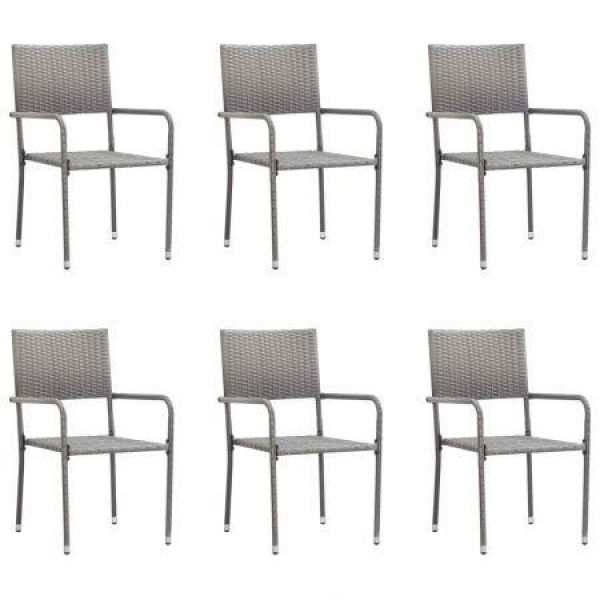 Outdoor Dining Chairs 6 Pcs Poly Rattan Anthracite