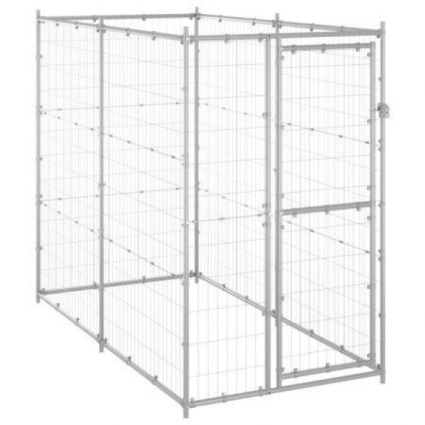 Outdoor Dog Kennel Galvanised Steel 110x220x180 Cm