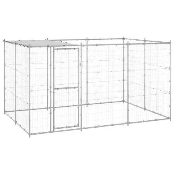 Outdoor Dog Kennel Galvanised Steel with Roof 7.26 mÂ²