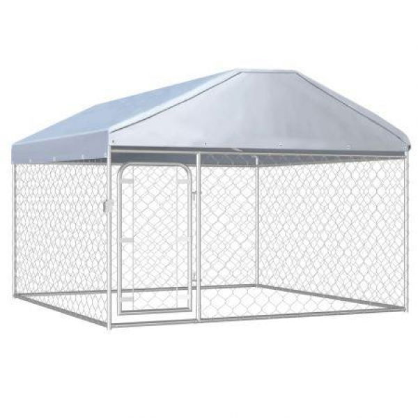 Outdoor Dog Kennel With Roof 200x200x135 Cm