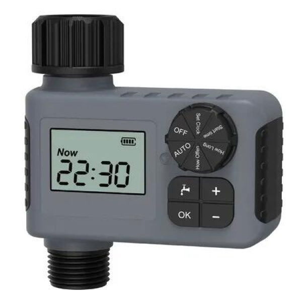 Outdoor Garden Hose Faucet Timers, Programmable Water Sprinkler Timer with Rain Delay/Manual/Automatic Drip Irrigation, 3/4 Inch 1 Outlet